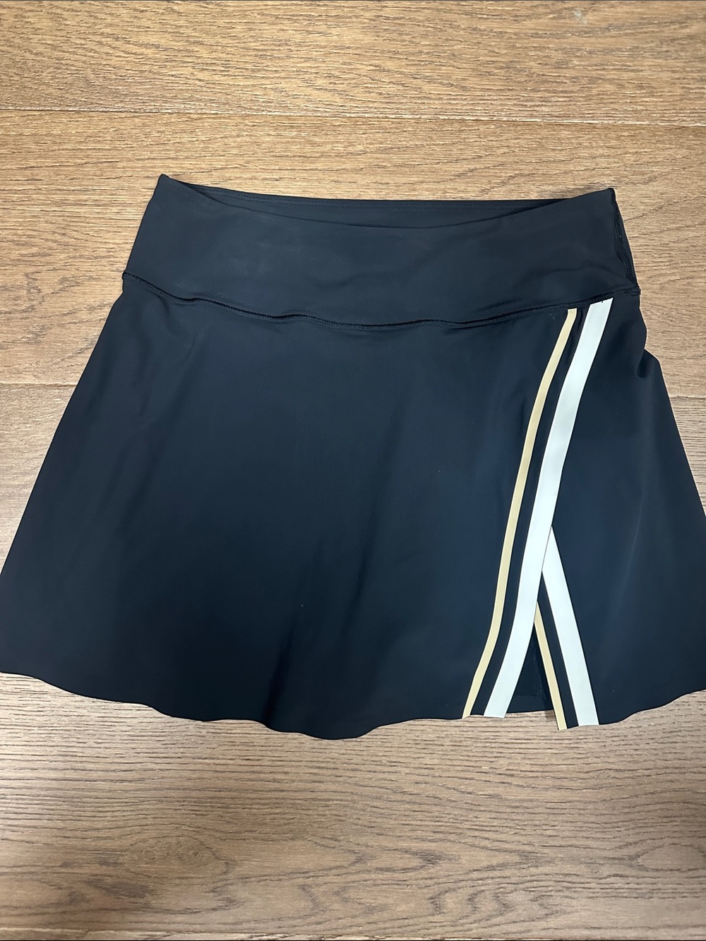 Wilson Black Slice Skirt with White and Tan Side Stripes